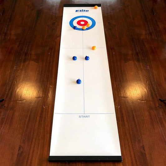 Mini-Tischcurling Spiel für Zuhause mit Gleitsteinen & Magnetstangen