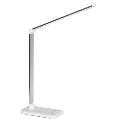 Weiße LED-Schreibtischlampe, modernes Design, verstellbar, energiesparend, für Büro und Zuhause.