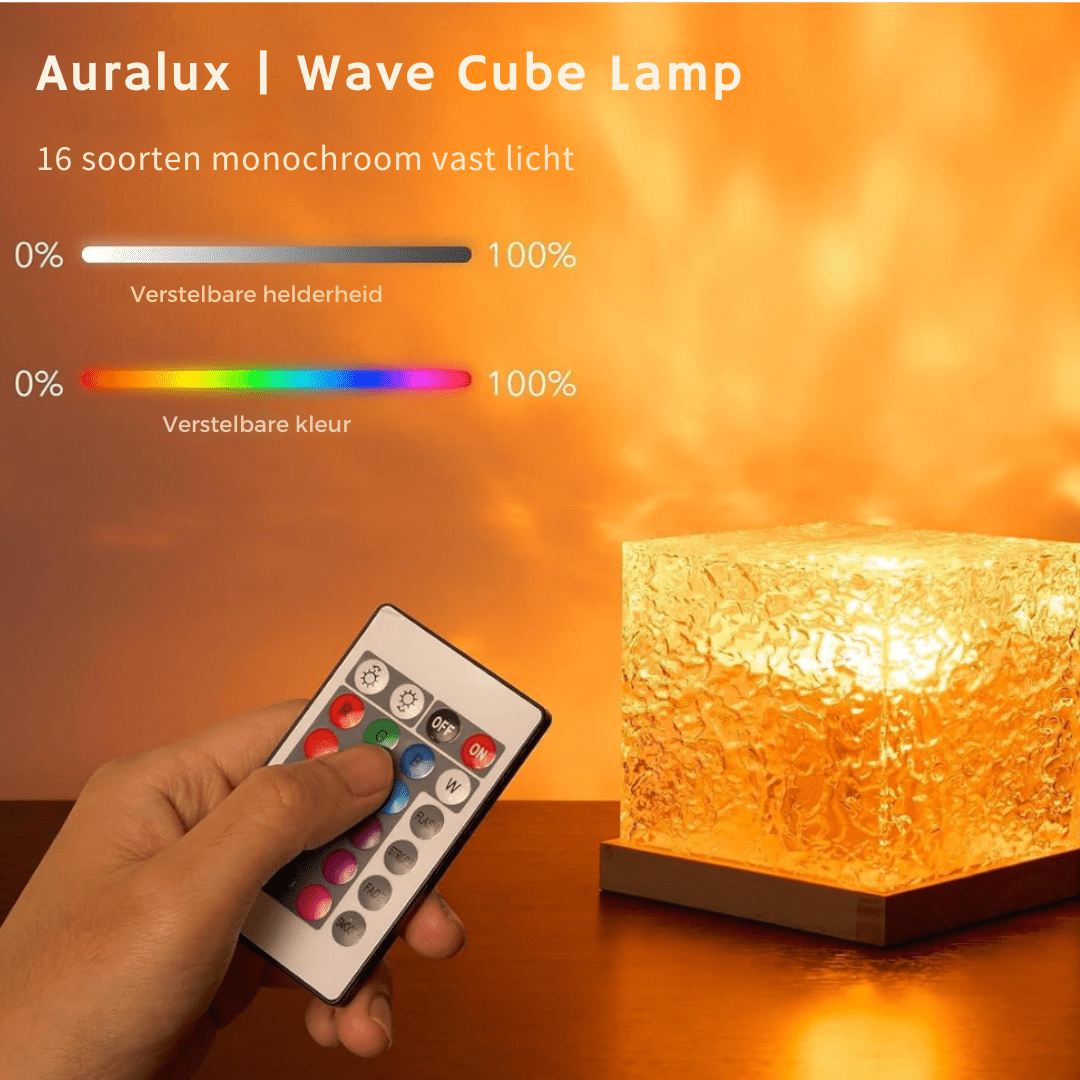 Wave Cube LED Table Lamp with Flowing Color Light Waves 8