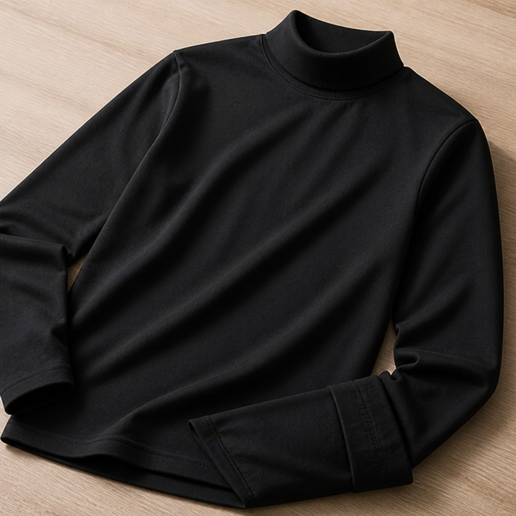Men's Slim Fit Long Sleeve Tee with Foldable High Neck Collar 4