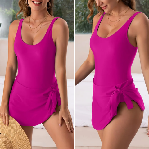 Push-Up Badeanzug mit Rock & figurformendem Effekt – Nela