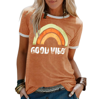 Damen-T-Shirt mit Regenbogenaufdruck – Sunny