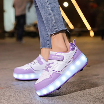 Gleite stilvoll mit Velo – Sneakers mit Rollen und leuchtenden Sohlen