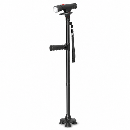 Lightweight Aluminum Folding Walking Cane with 4-Point Base, LED Light & Alarm 5