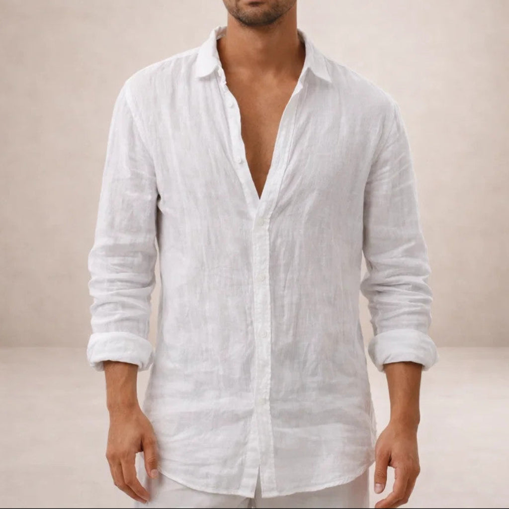 Men's Regular Fit Linen Button-Down Casual Shirt 3