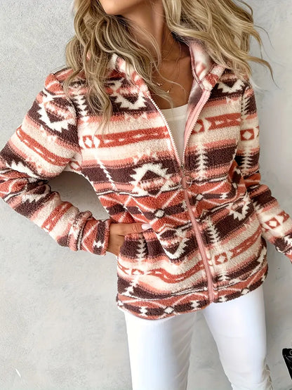 Damen Teddy-Weste mit Aztekenmuster – Nayeli