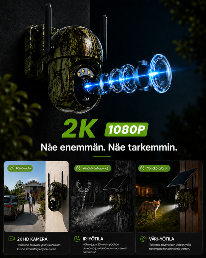 Solar-Powered Wireless Security Camera with 4G LTE or Wi-Fi, 2K, PTZ, Night Vision 9