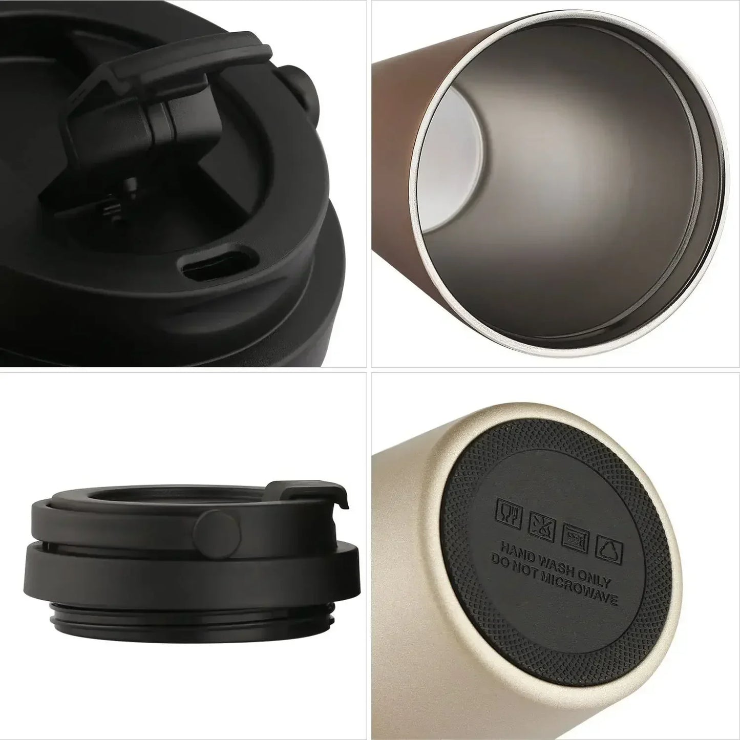 Doppelwandiger Thermobecher 500ml, Edelstahl, auslaufsicher, für Reisen, Kaffee, Tee.