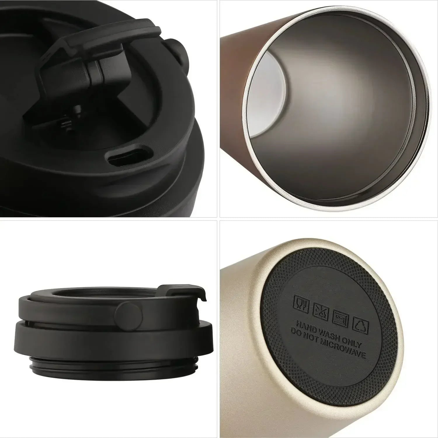 Doppelwandiger Thermobecher 500ml, Edelstahl, auslaufsicher, für Reisen, Kaffee, Tee.