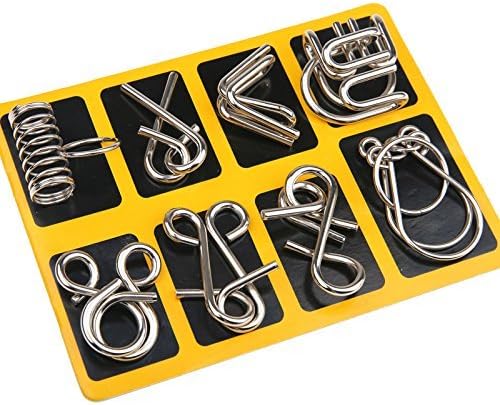 Metallpuzzle-Set, 8-teilig, Gehirntraining, Logikspiel, silber, Geschenkidee, Denkspiel.
