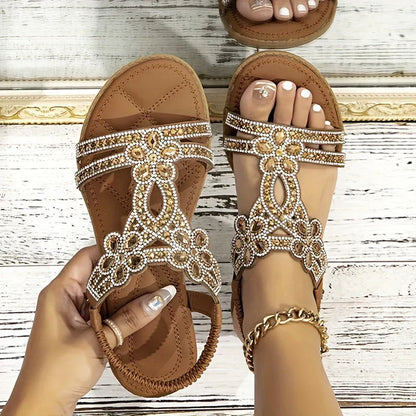 Boho-Flip-Flops mit elastischem Riemen – Naima
