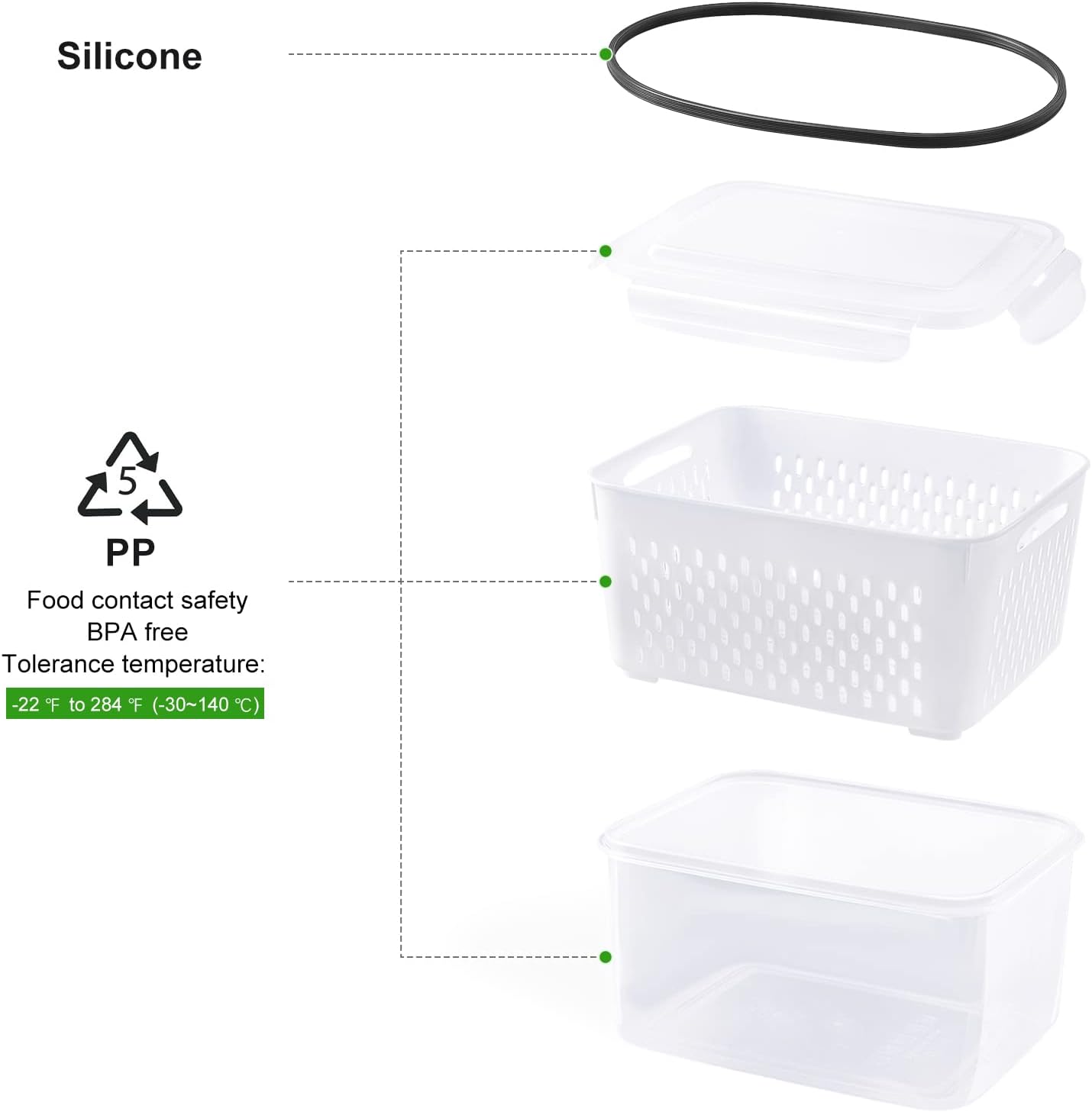 Silikon-Dichtungsring für Lebensmittelbehälter, BPA-frei, temperaturbeständig, transparent.