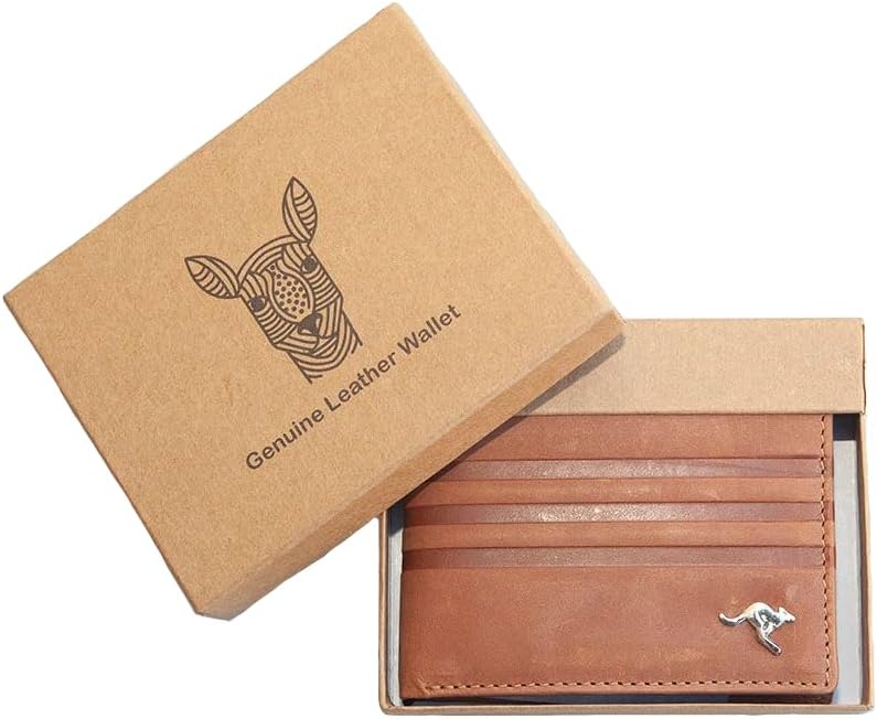 Leder Aboriginal Geldbörse mit Känguru-Design und Geschenkbox – Yarindi