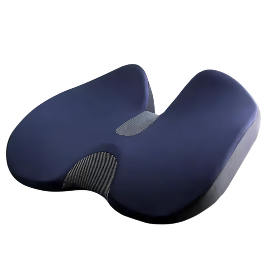 Orthopädisches Sitzkissen, ergonomisch, dunkelblau, Memory-Schaum, für Bürostuhl und Auto.
