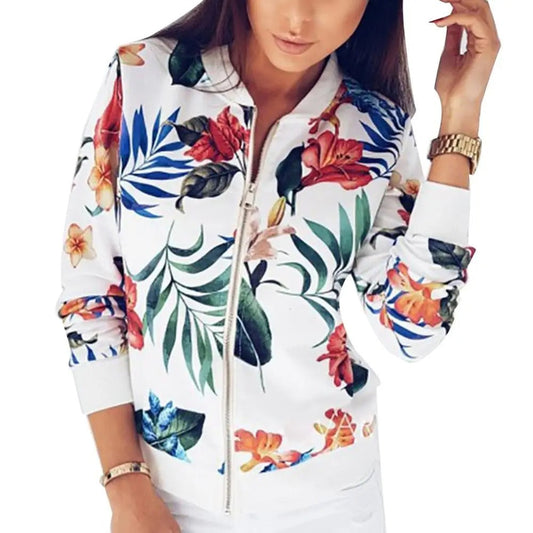 Langärmlige Damen-Sommerjacke mit Blumenmuster – Liora