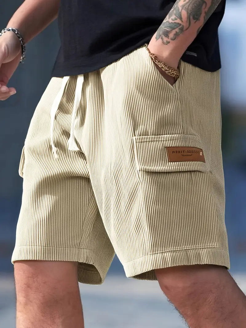 Trendige beige Cord-Cargo-Sommerhose – Tobias