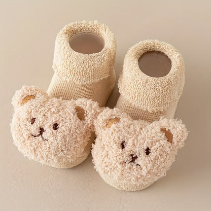 Winterliche Antirutsch Babysocken – Mila | Mit süßem Bärenmotiv und warmem Futter