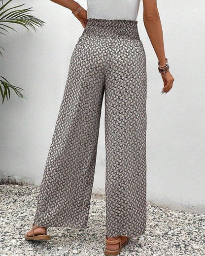 Damenhose mit hohem Bund & geometrischem Muster – Sapphira
