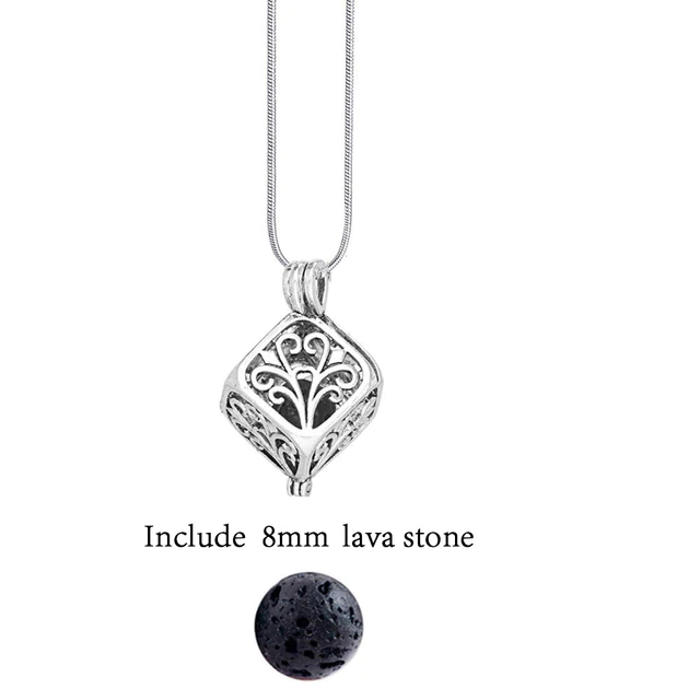 Silberner Anhänger mit filigranem Muster, enthält 8mm Lavastein, Schmuck für Damen.