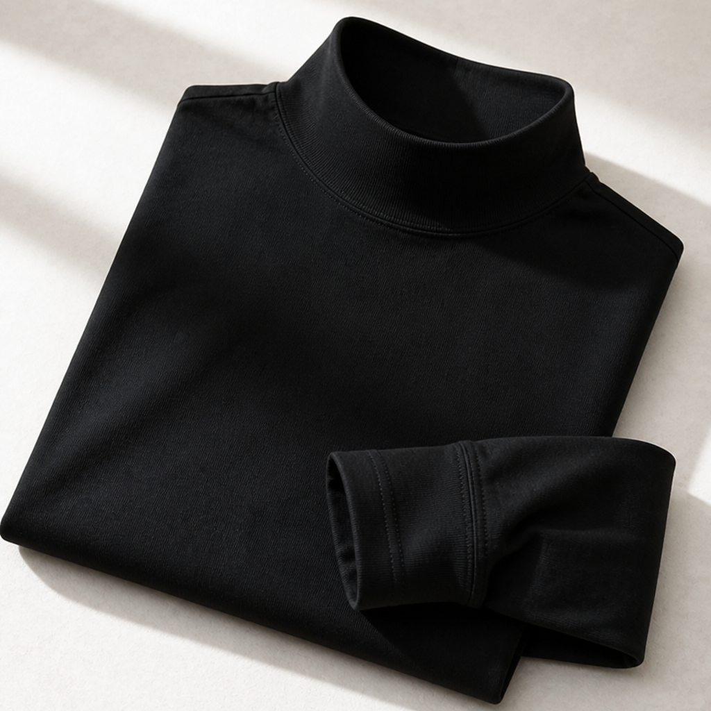 Men's Slim Fit Long Sleeve Tee with Foldable High Neck Collar 5