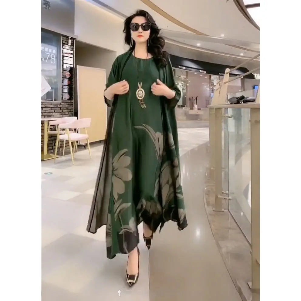 Maxikleid mit geradem Schnitt und langen Ärmeln – Yara