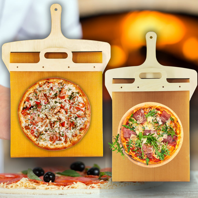Verschiebbarer Pizzaschieber aus Birkenholz mit Schiebemechanismus – Fornello
