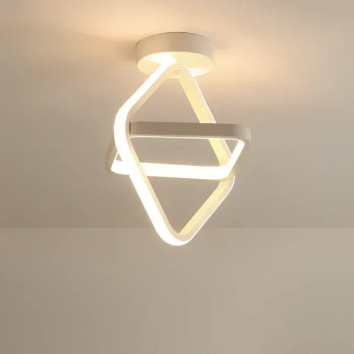 Moderne LED-Deckenleuchte, geometrisches Design, weiß, energiesparend, für Wohnzimmer.