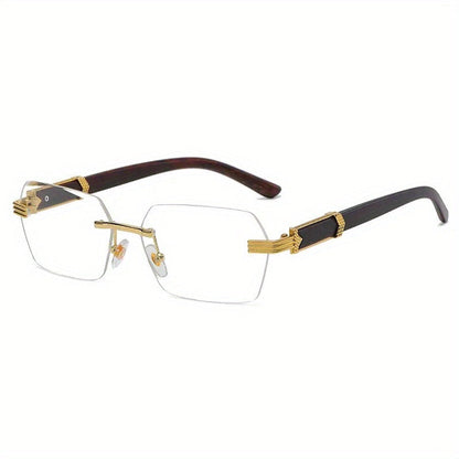 Rahmenlose Sonnenbrille mit rechteckigen Gläsern und Bügeln aus Kunstholz – Verro