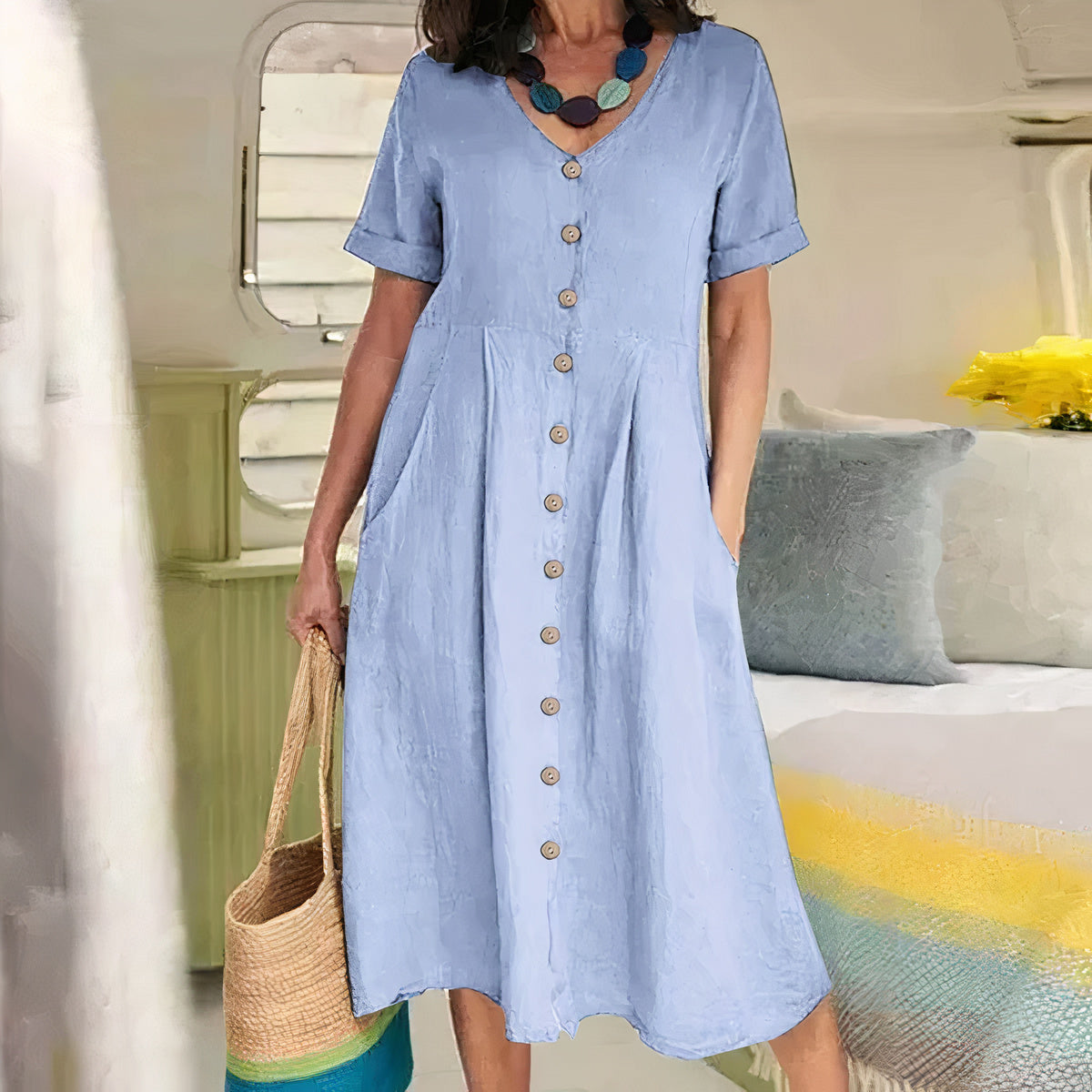 Lässiges Baumwoll‑Leinen‑Sommerkleid – Noor