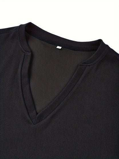 Herren-T-Shirt mit tiefem V-Ausschnitt und Struktur – Rafael