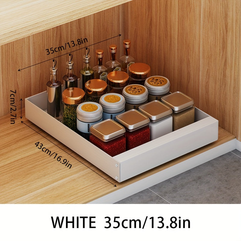 Weißes Gewürzregal 35cm, Holzoptik, Küchenorganisation, Aufbewahrung für Gewürze und Öle.