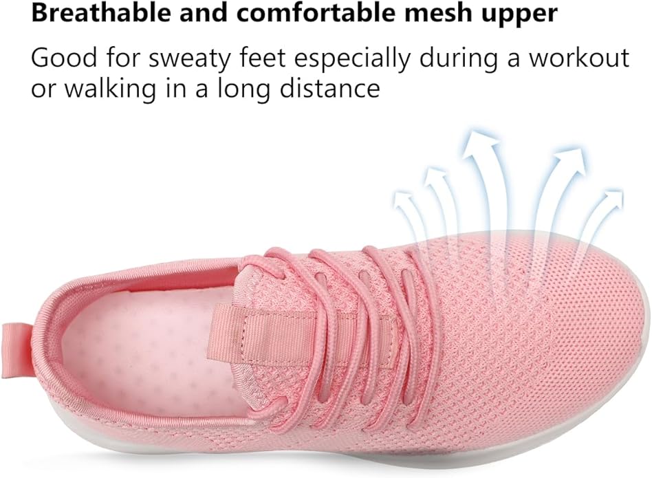 Rosa Damen-Sneaker, atmungsaktives Mesh-Obermaterial, ideal für Sport und lange Spaziergänge.