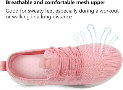 Rosa Damen-Sneaker, atmungsaktives Mesh-Obermaterial, ideal für Sport und lange Spaziergänge.