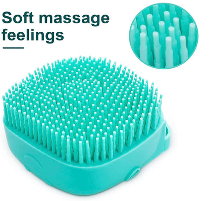 Weiche Massagebürste aus Silikon, türkis, für sanfte Kopfhautpflege und Haarreinigung.
