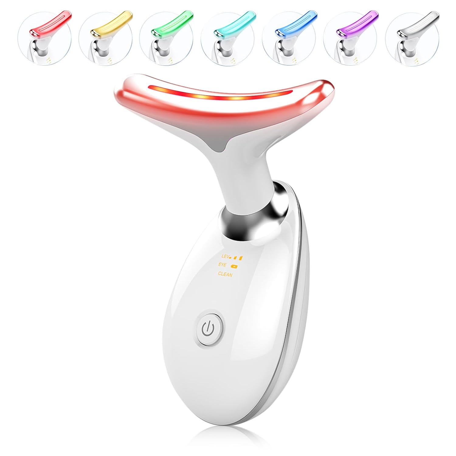 Elektrisches Gesichtsmassagegerät, LED-Lichttherapie, weiß, Anti-Aging, Hautpflege, tragbar.