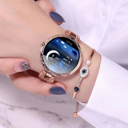 Luxus Smartwatch Damen, roségold, rundes Zifferblatt, Touchscreen, elegantes Design