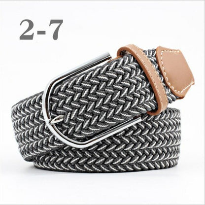 Geflochtener Gürtel grau, elastisch, mit Metallschnalle, Unisex-Accessoire, modisch.