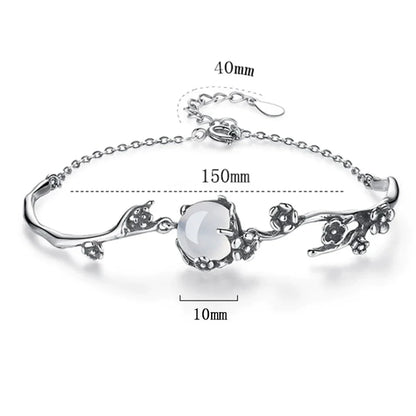 Silberarmband mit Blumenmuster, verstellbar, 150mm, elegantes Design, Damen-Schmuck.