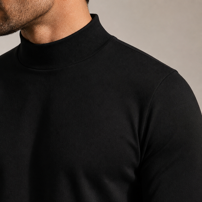 Men's Slim Fit Long Sleeve Tee with Foldable High Neck Collar 6