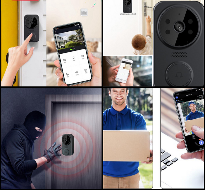 Schwarze Smarte Wi-Fi Türklingel mit Kamera – Noctiq