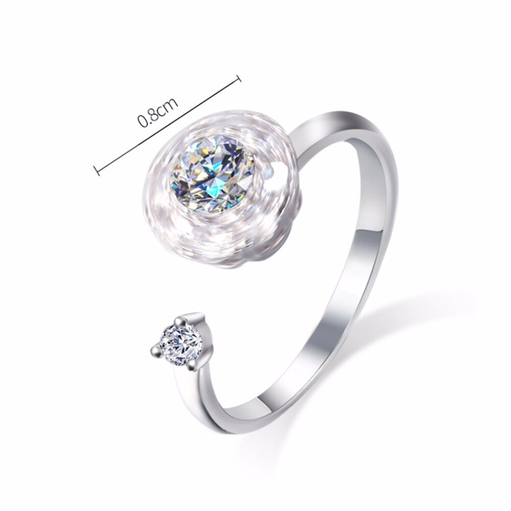 Silberner Damenring mit Zirkonia, verstellbar, 0,8 cm, elegantes Design, Schmuck für Frauen.