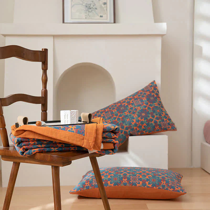 Baumwoll-Quilt mit blauem Muster – Florencia