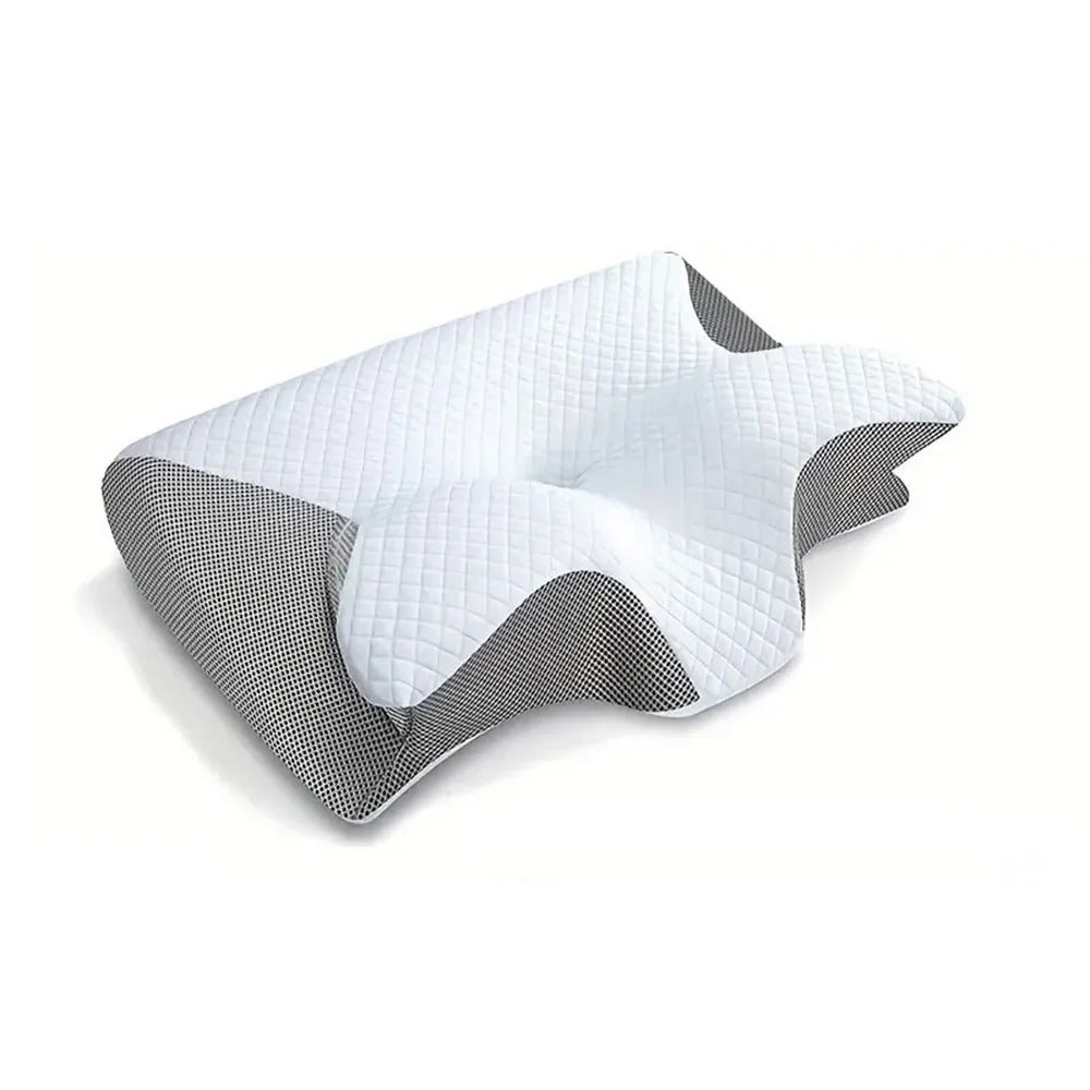 Orthopädisches Nackenstützkissen, weiß, ergonomisch, Memory-Schaum, Schlafkomfort, atmungsaktiv.
