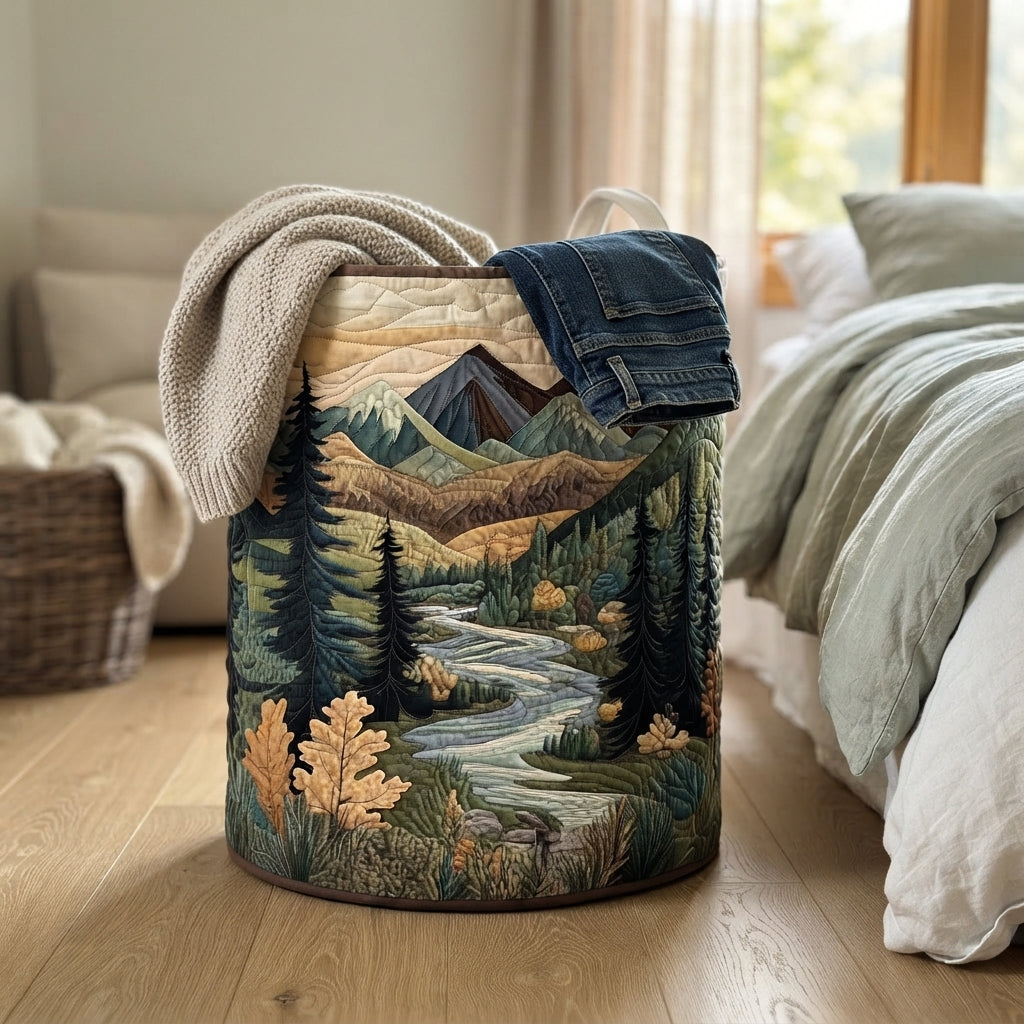 Der Korb steht im Schlafzimmer neben dem Bett, über den Rand hängen eine Strickdecke und eine Jeans. 4