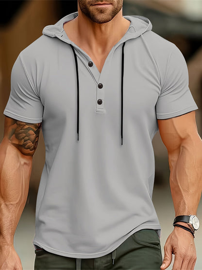 Herren-Kapuzen-T-Shirt mit Knopfverschluss – Mason
