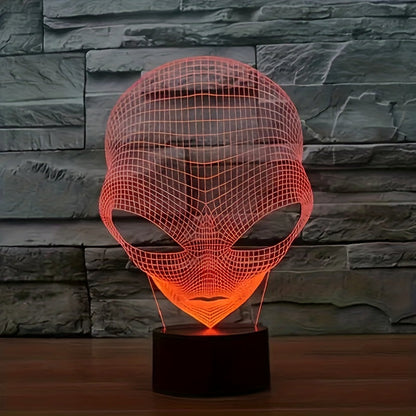 3D Alienkopf LED Tischlampe mit 7 Farben - Lunaris