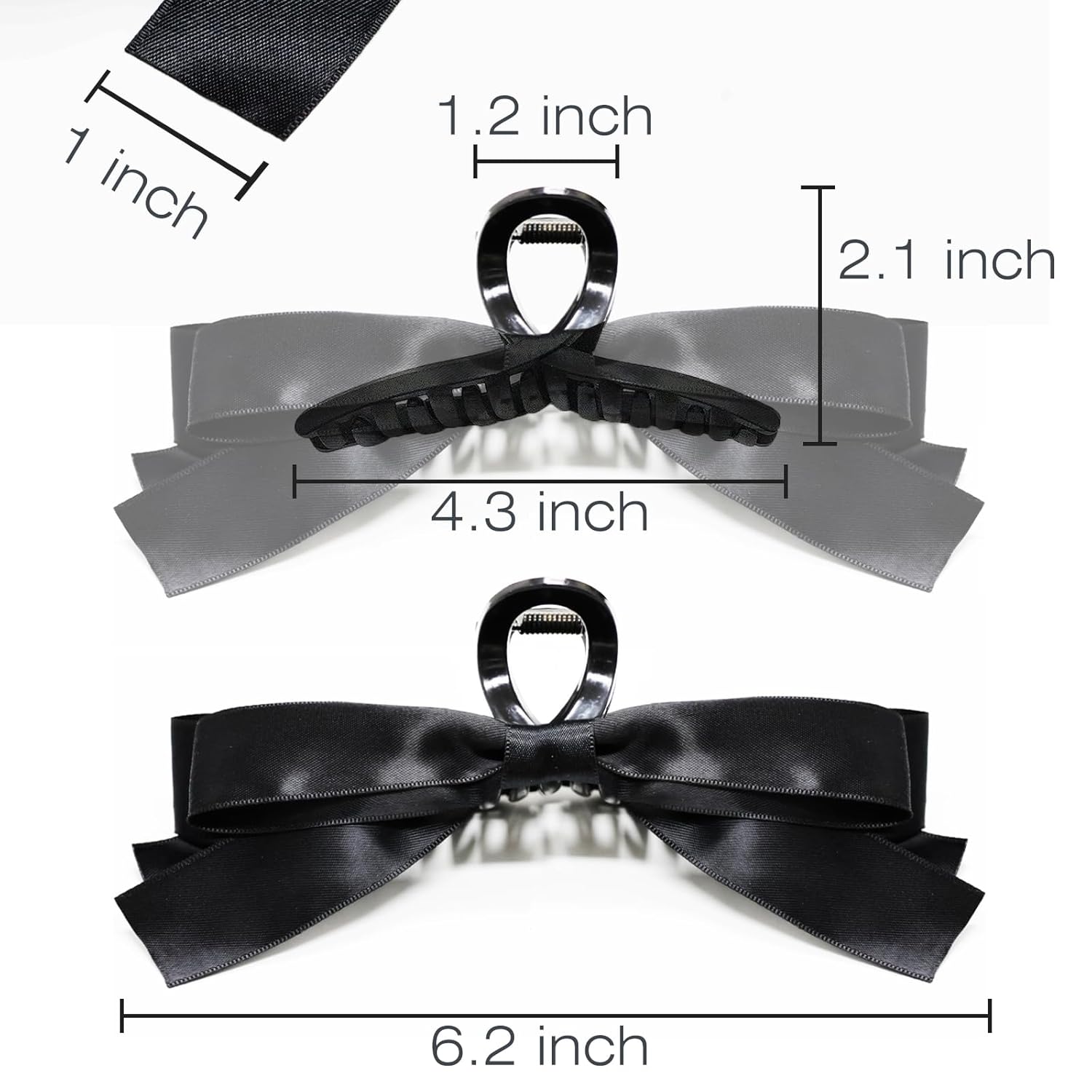 Schwarze Haarspange mit Schleife, Kunststoff, 6,2 Zoll, modisches Accessoire für Damen.