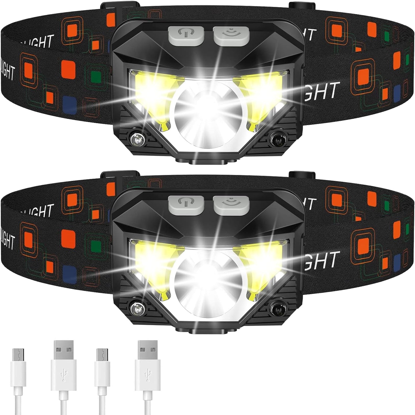 2er-Pack Ultra-Helle Wiederaufladbare LED Stirnlampe mit Bewegungssensor – Lumivor
