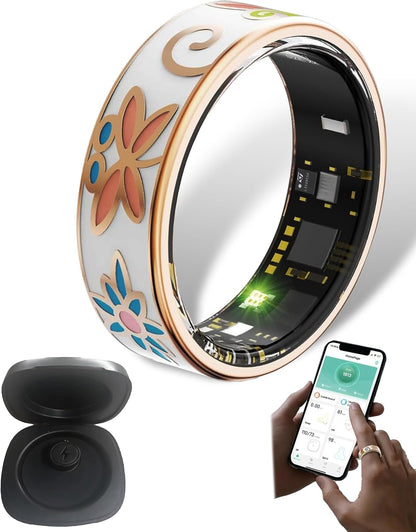 Smart Enamel Wellness Ring – Fitness- und Schlaftracker für iOS & Android – Aurina