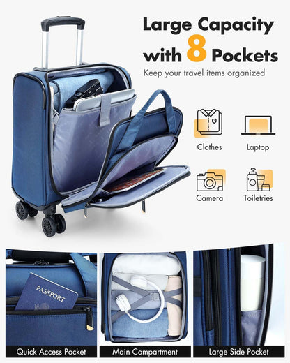 Fluggesellschaft-zugelassenes Unter-Sitz-Handgepäck mit Spinner-Rädern und Laptopfach